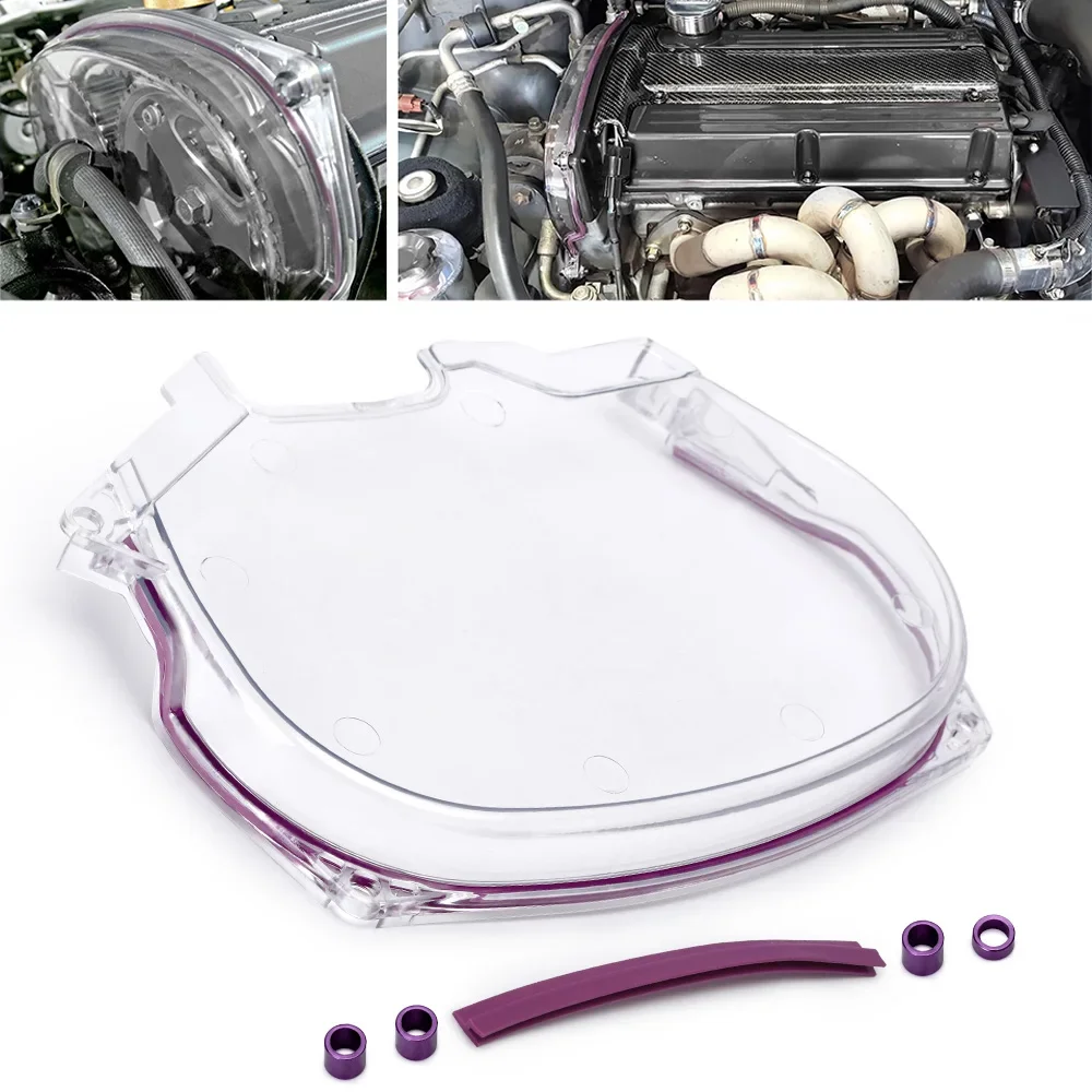 Para 96-05 Mitsubishi Evolution Lancer EVO4-8 4G63 cubierta de engranaje de leva transparente cubierta de correa de distribución cubierta de polea de manivela Turbo piezas de automóvil - imagen 3