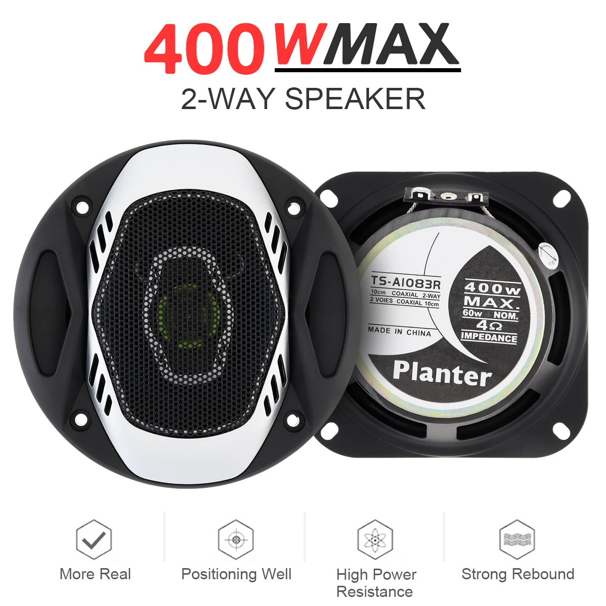 Altavoz coaxial 6,5″ 2 vías 600W para coche