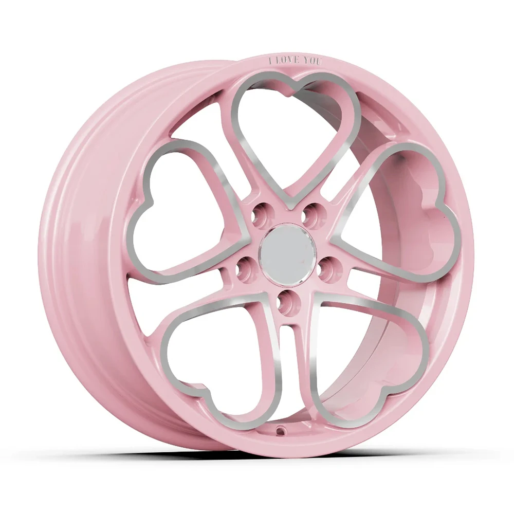 Llantas forjadas con diseño corazón cromado rosa y negro para Honda Civic