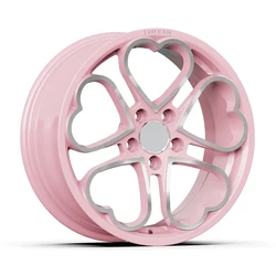 Llantas forjadas con diseño corazón cromado rosa y negro para Honda Civic
