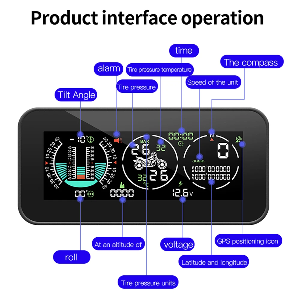Velocímetro GPS para moto con brújula, altímetro y TPMS - imagen 4