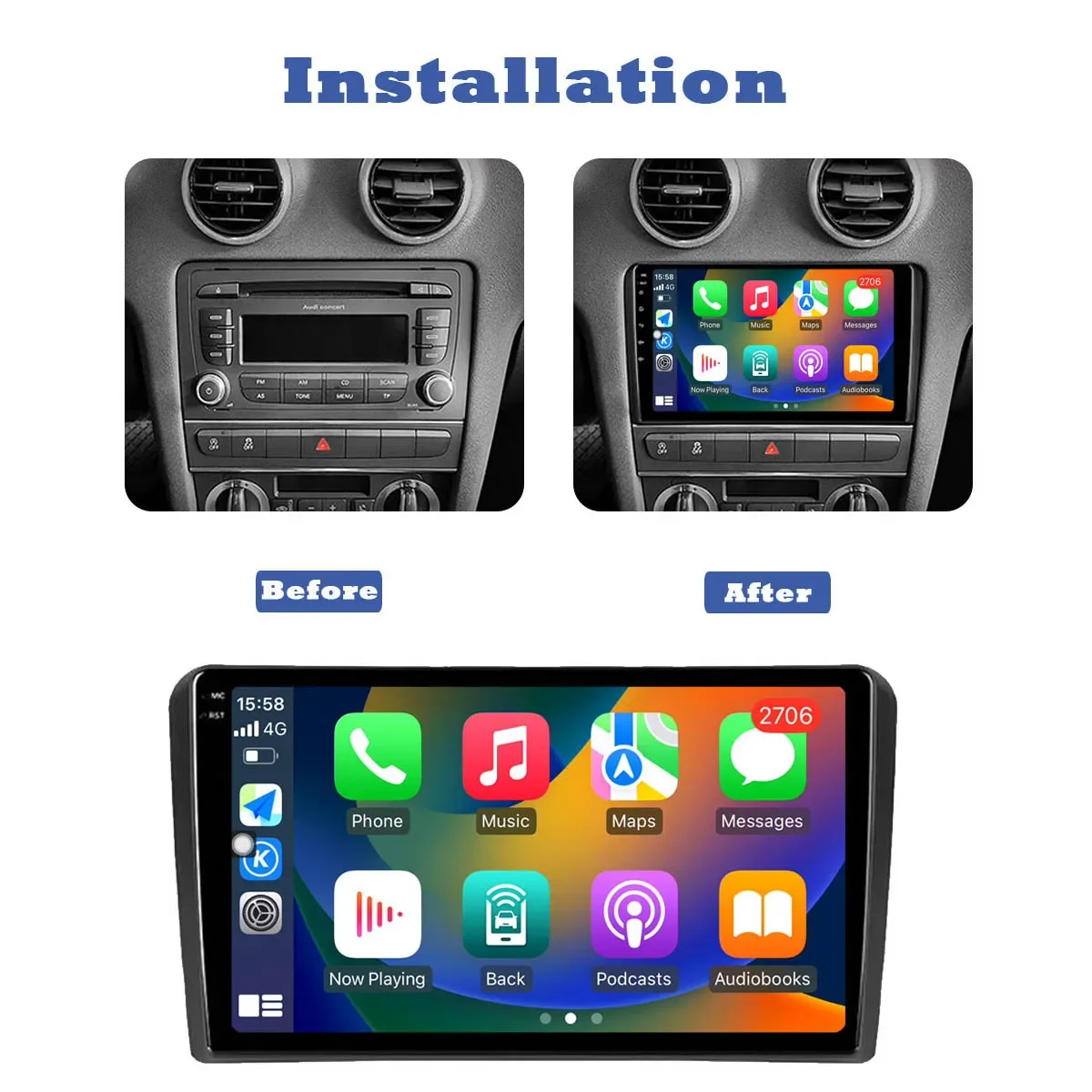 Radio del coche para Audi A3 8P 2003 - 2013 Multimedia GPS autoradio 4G WIFI DSP 8G + 128G 2 Din Android 13 reproductor Multimedia Carplay - imagen 3