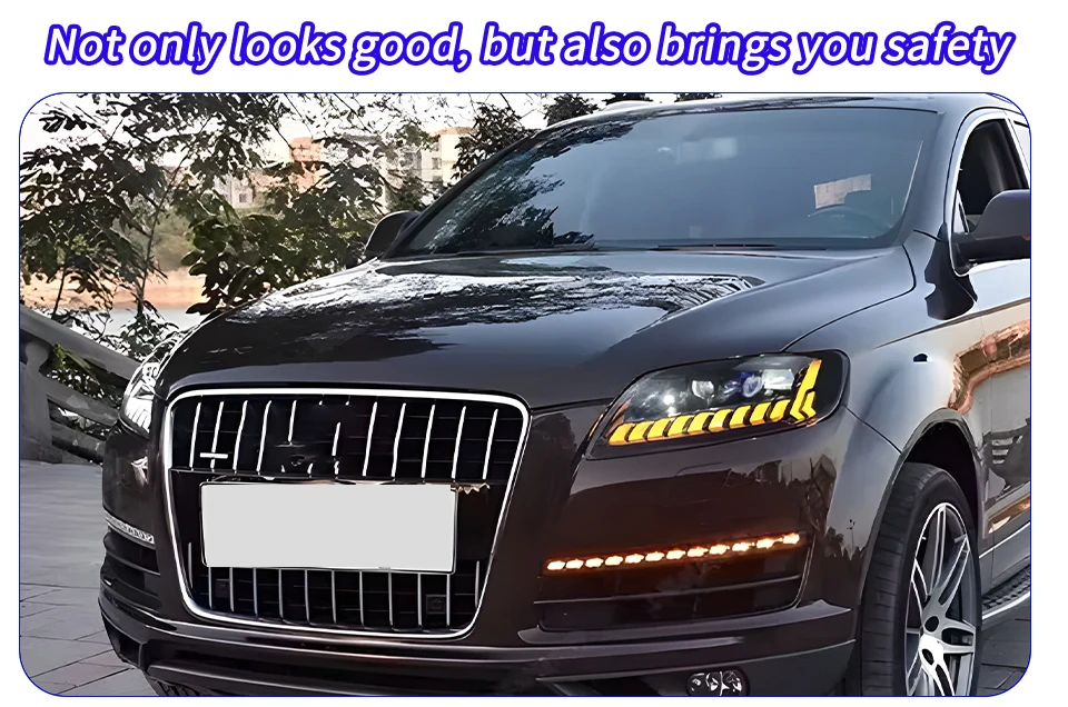 Vista frontal del faro completo para Audi Q7