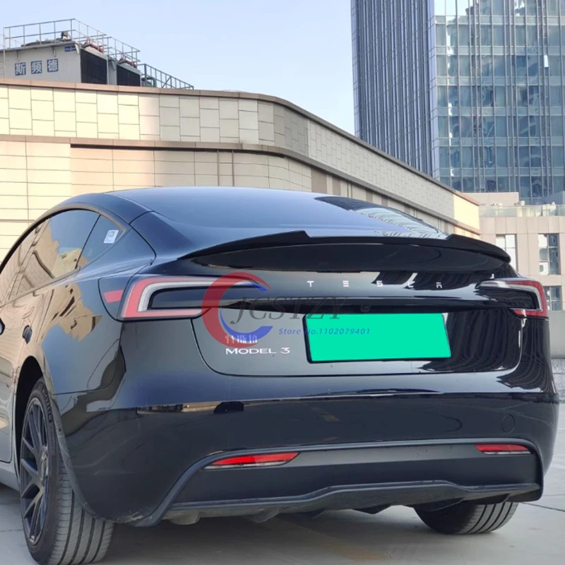 Alerón de labio maletero Tesla Model 3 ABS negro brillo - imagen 3