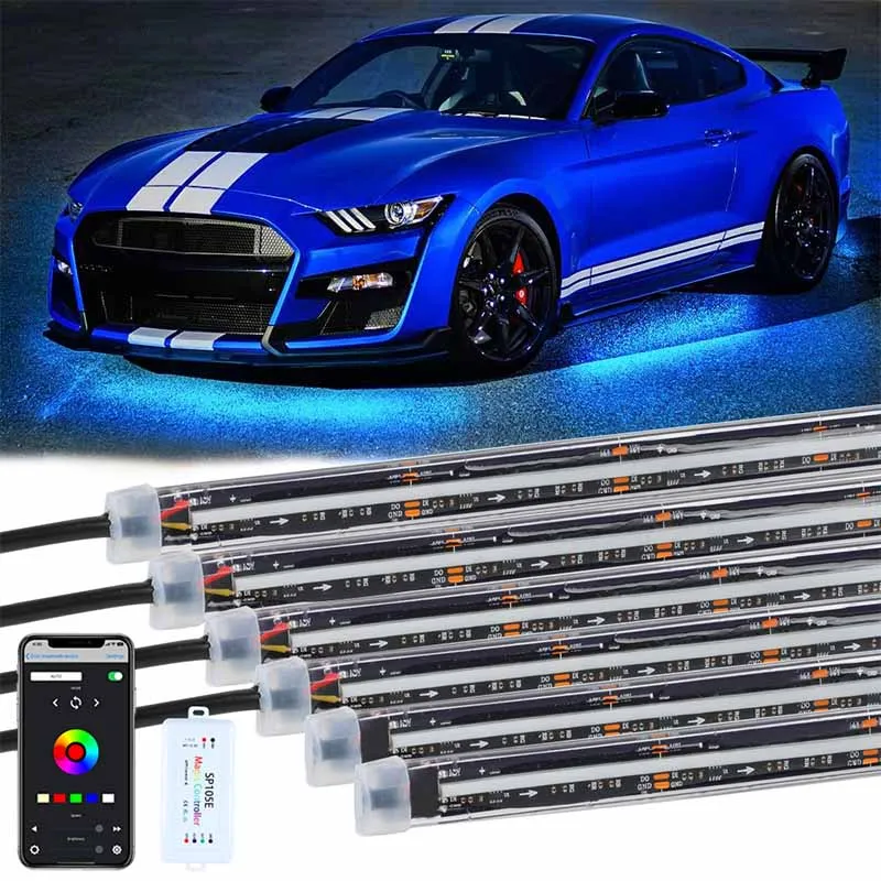 Kit de luces LED RGBIC bajo coche COB IP68 con control por app