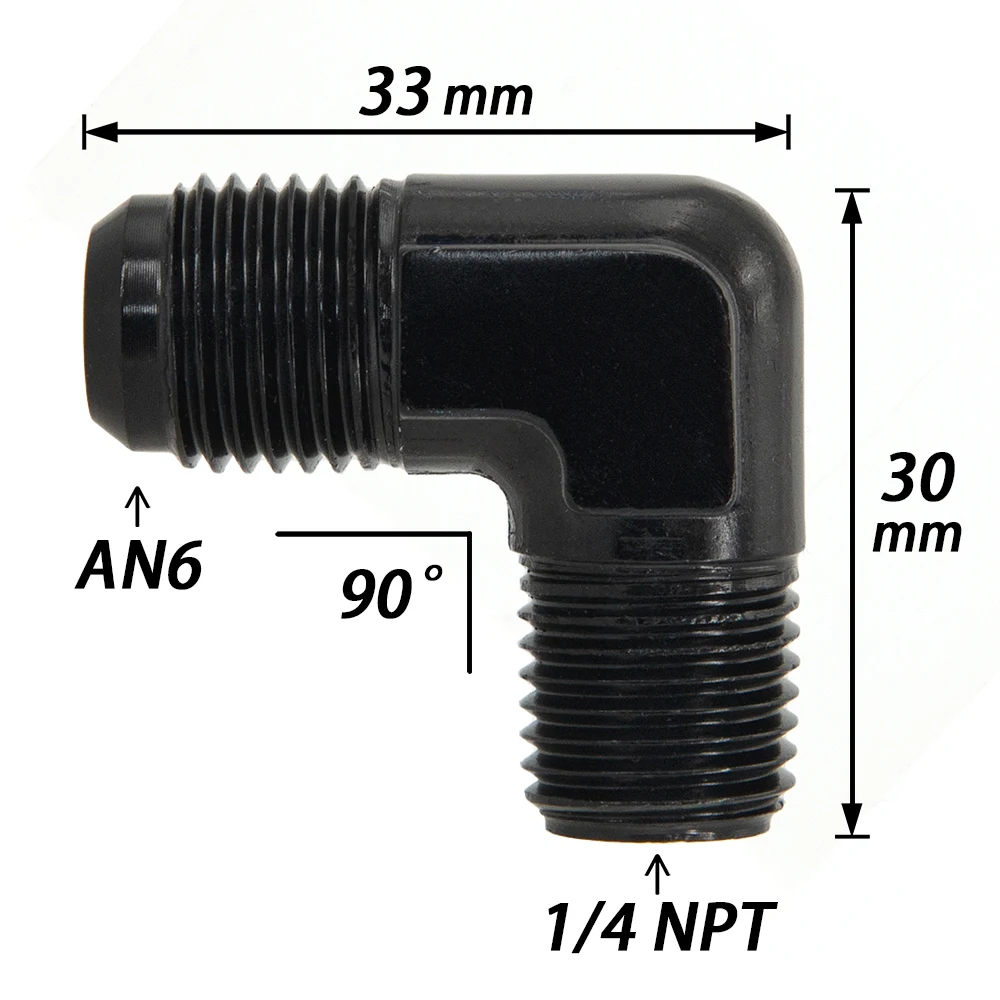 Adaptador aluminio racor manguera aceite 90° AN6 AN8 NPT - imagen 4