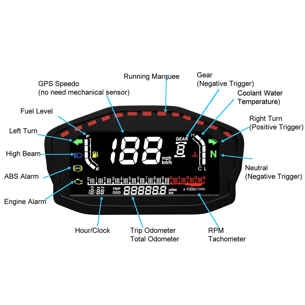 Tacómetro digital universal GPS con odómetro para moto - imagen 3