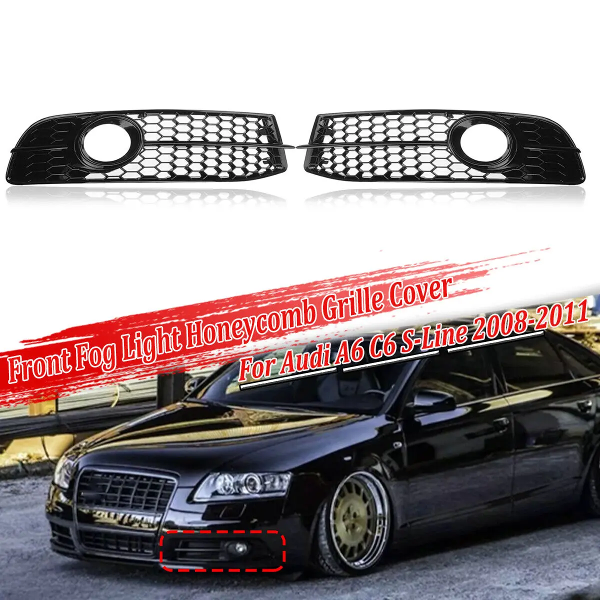 Rejilla antiniebla paragolpes Audi A6 C6 S-Line 2008-2011
