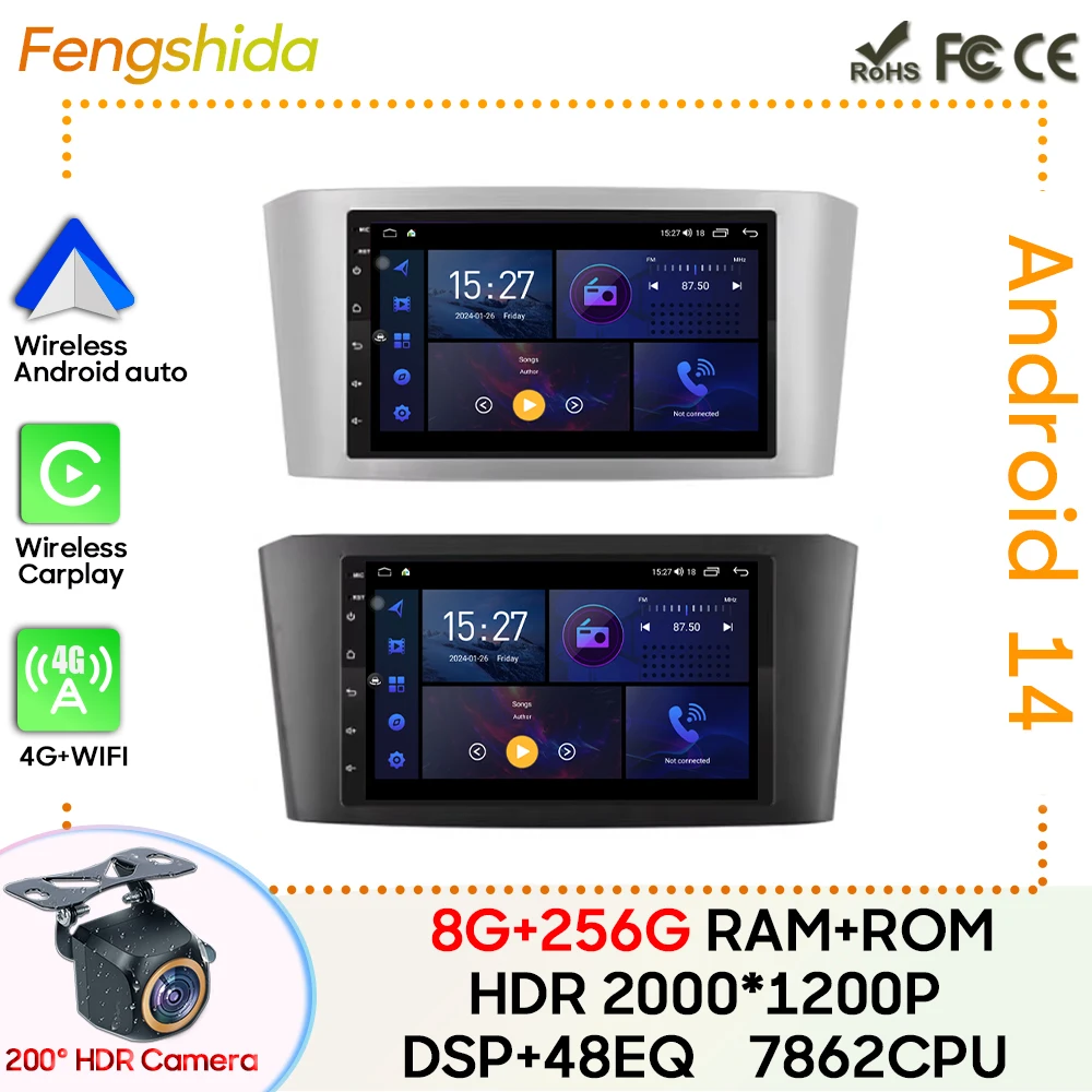 Radio coche CarPlay GPS Android Auto Toyota Avensis T25 2002-2008