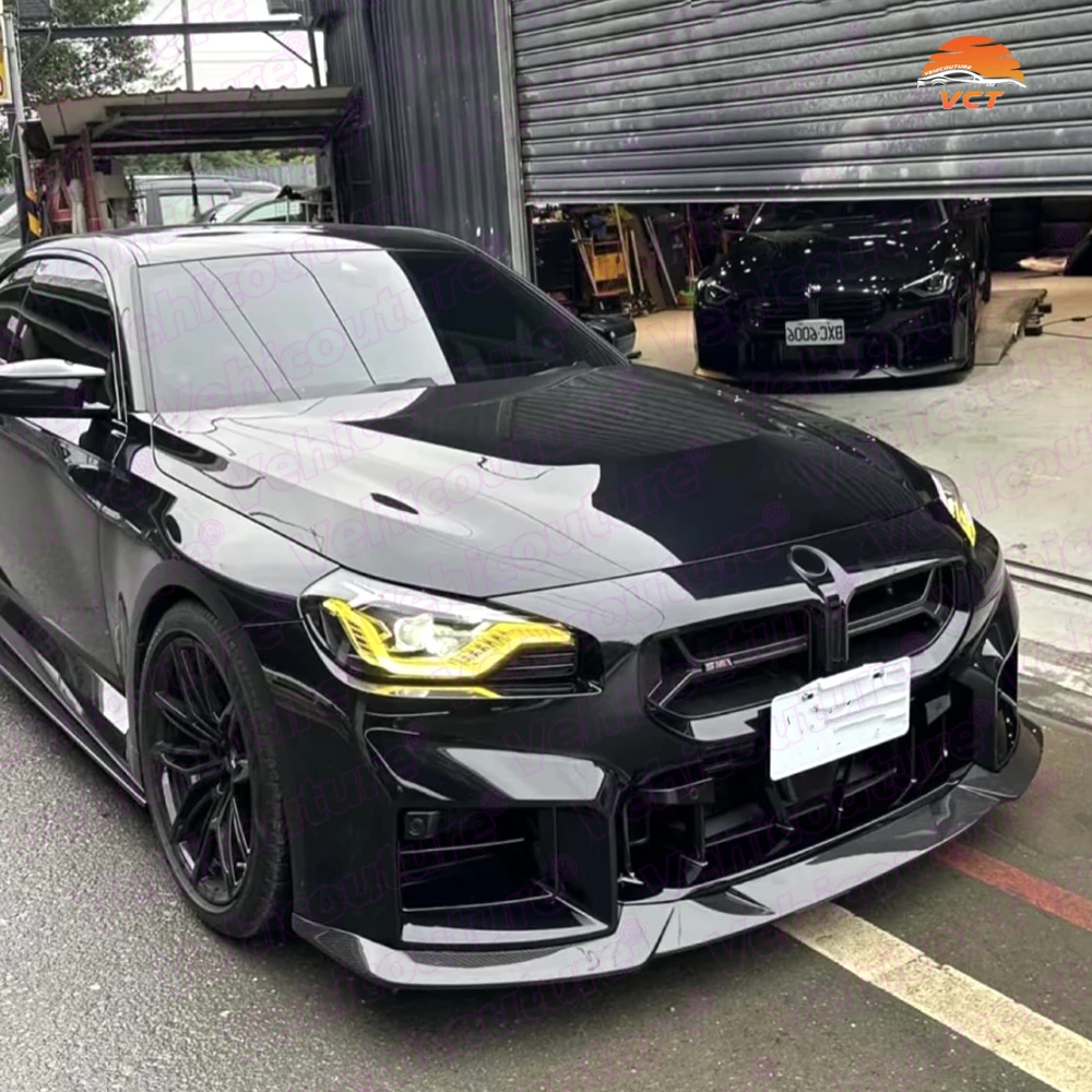 Difusor de labio delantero estilo R44 de fibra de carbono Real de alta calidad, pieza de automóvil para labio delantero de fibra de carbono G87 M2 - imagen 5