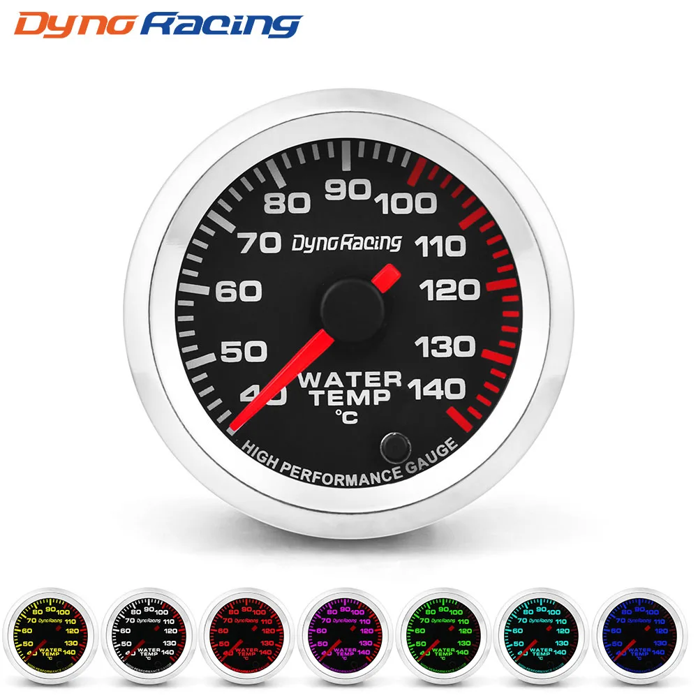 Dynoracing Medidor de temperatura del agua 52 mm 12 V 7 colores