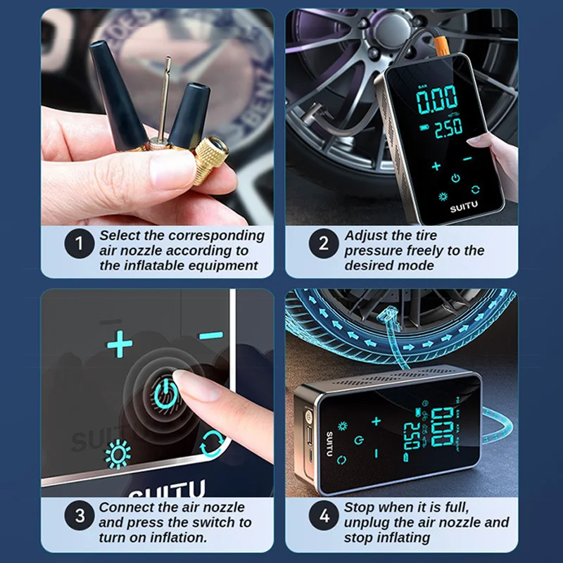 Compresor de Aire Portátil EAFC para Coche, Moto y Bicicleta - imagen 5