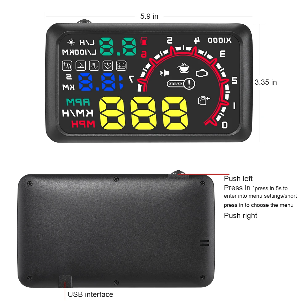 Velocímetro Digital con pantalla frontal OBD para coche - imagen 5