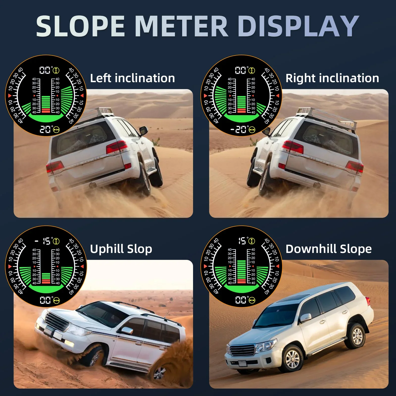 HUD pantalla frontal GPS con inclinómetro, brújula y aviso velocidad - imagen 4