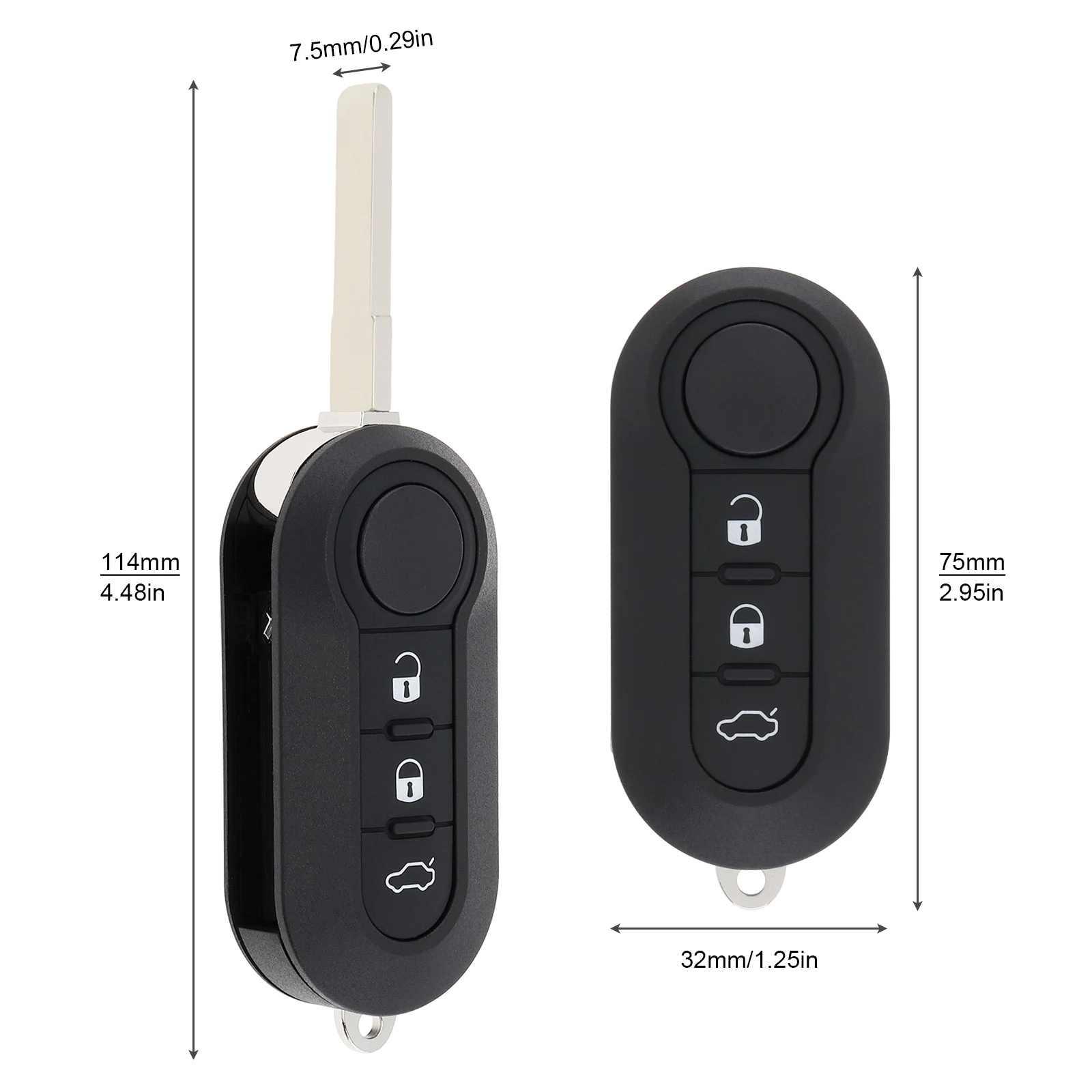 Carcasa plegable de llave 3 botones Fiat 500/Punto - mando a distancia - imagen 2