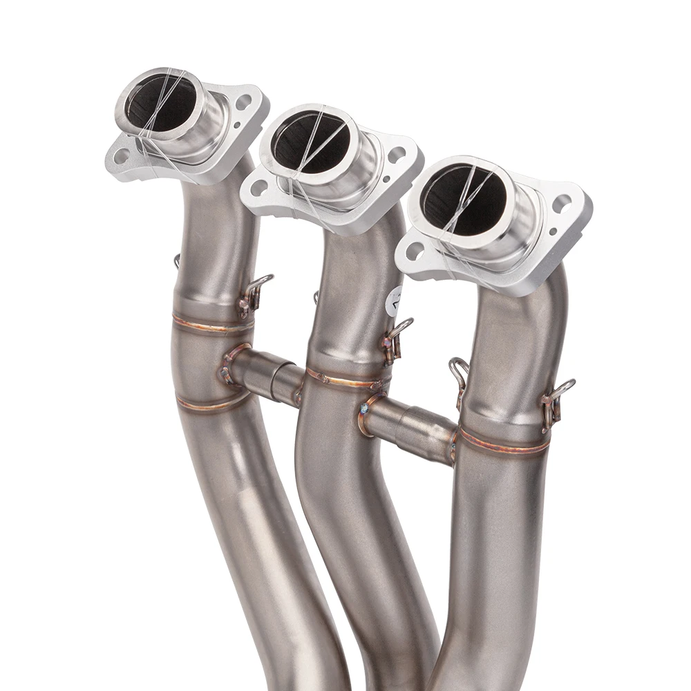 Para Triumph Trident Daytona 660, sistema completo de Escape para motocicleta, tubo delantero de Escape, conexión de silenciador de carbono de tres capas - imagen 5