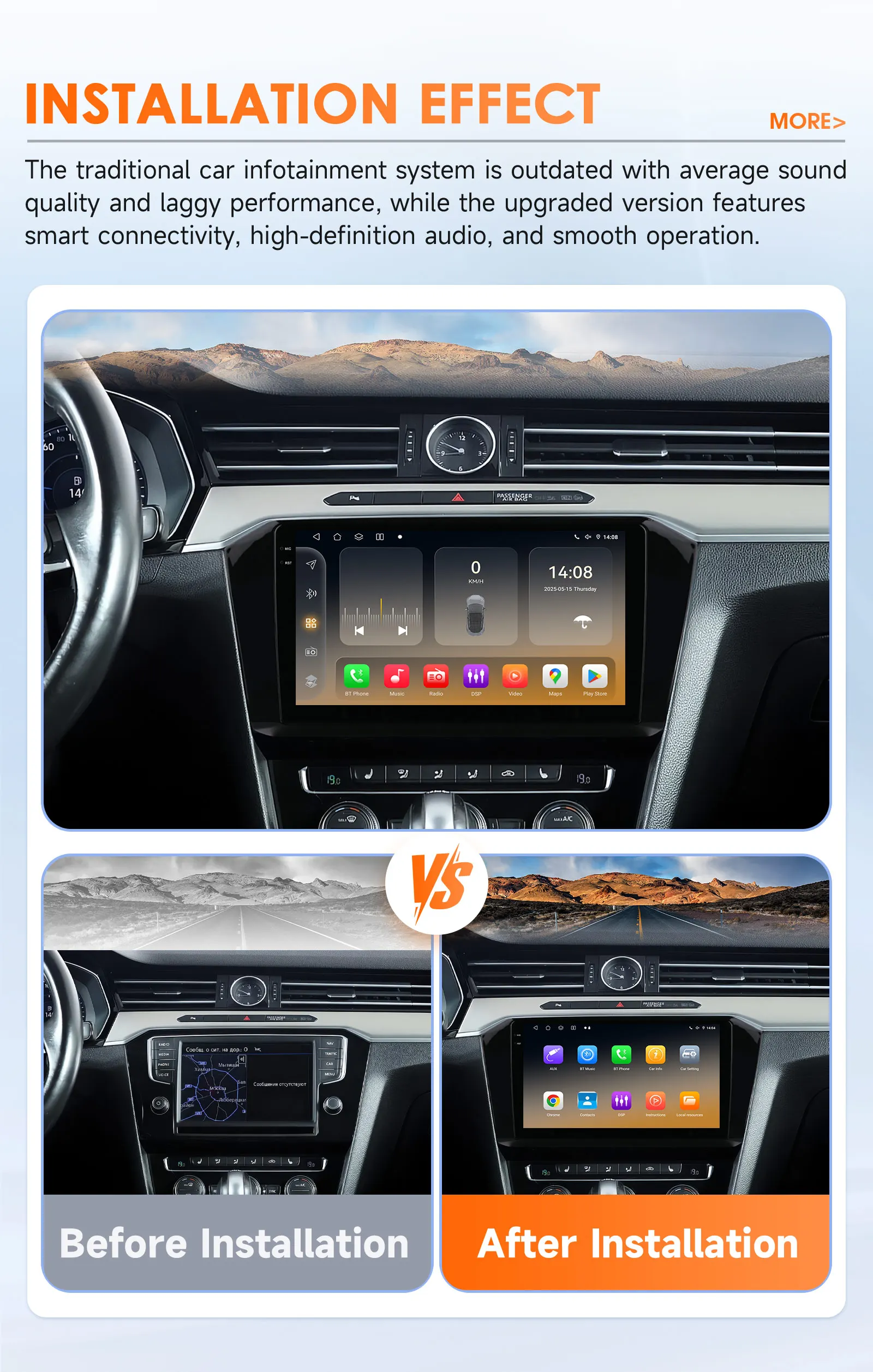 Radio 2 DIN Hizpo con CarPlay y Android Auto – VW Passat B8 - imagen 2
