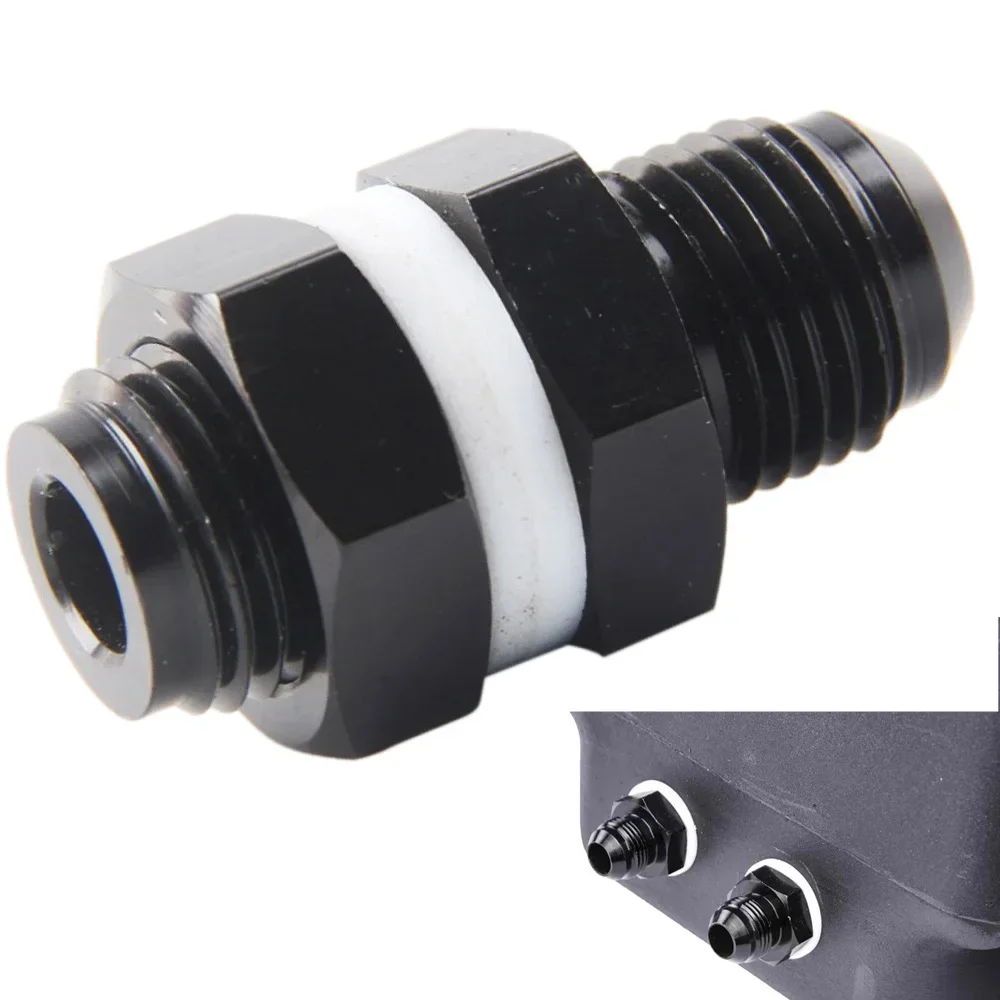 Detalle del acabado anodizado y la rosca AN del conector