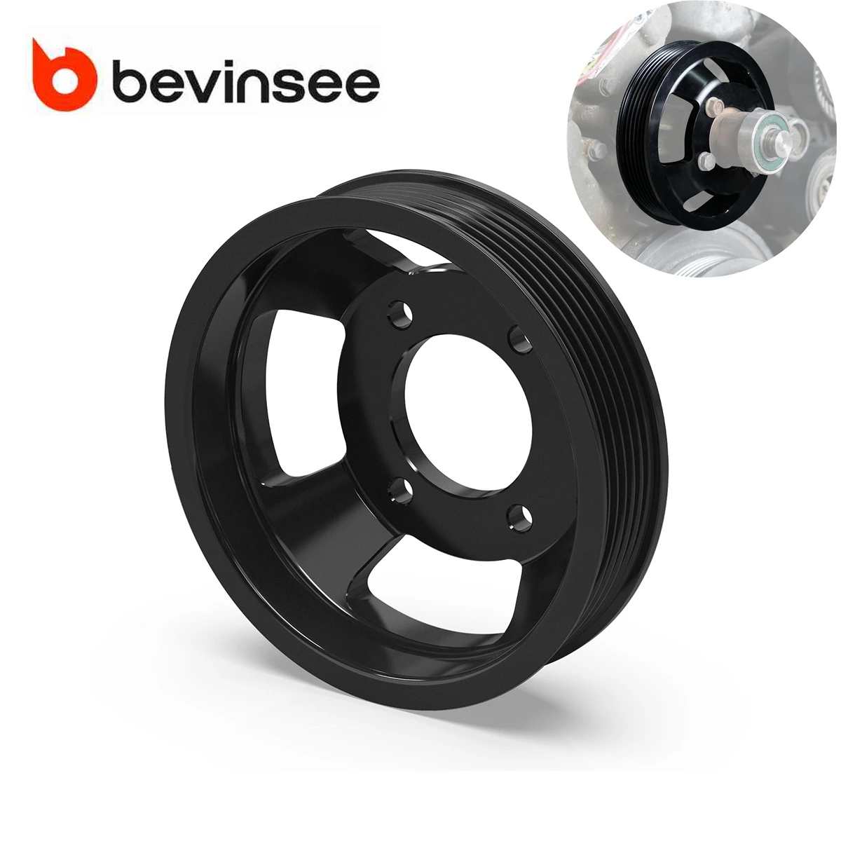 BEVINSEE Water Pump Pulley For BMW E46 E39 E60 E61 E38 E65 X3 E83 X5 E53 Z4 E85 E86 Z3 325i 330i 328i 525i 530i M52TU M54 Engine