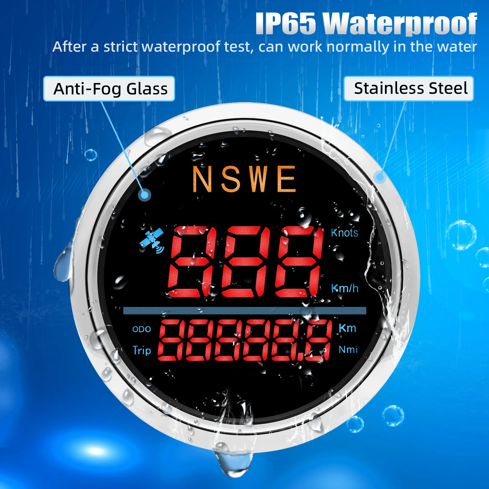 Medidor de velocímetro GPS Digital de 85mm con antena GPS Km/H MPH nudos NSWE para Moto de coche marino - imagen 3