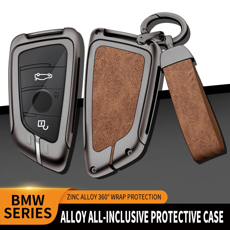 Funda de Metal y Cuero Fibra de Carbono para Llave BMW Series 1-7 y X1-X7 - imagen 3