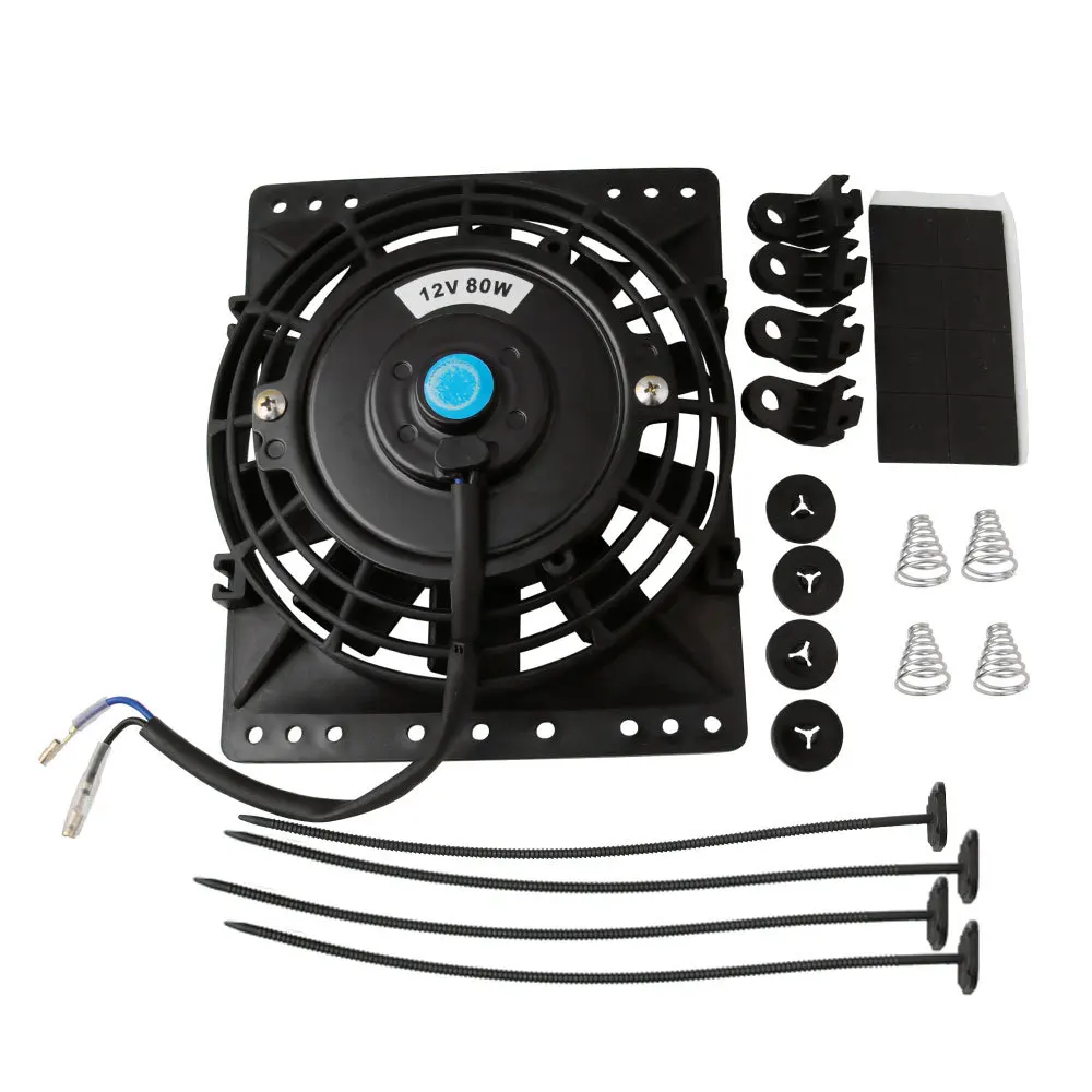 Ventilador eléctrico de refrigeración slim universal con kit montaje