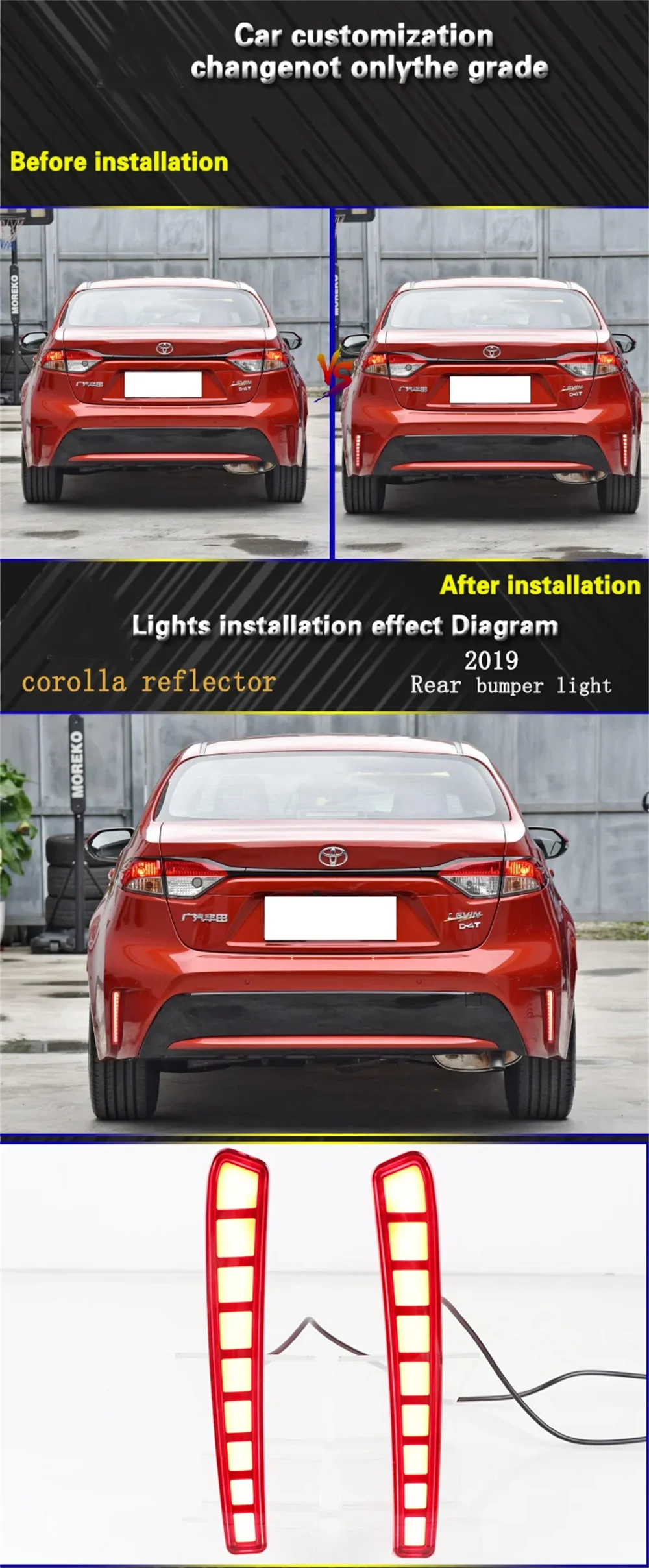 Luz LED parachoques trasero Toyota Corolla 2019-2020 antiniebla freno - imagen 5