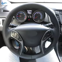 Fundas de cuero cosidas a mano para volante Hyundai Elantra e i30