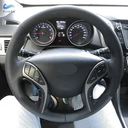 Fundas de cuero cosidas a mano para volante Hyundai Elantra e i30