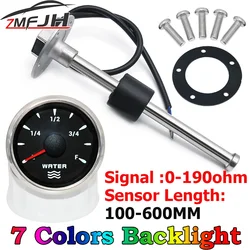 Medidor de nivel de agua 52mm con iluminación 7 colores para coche