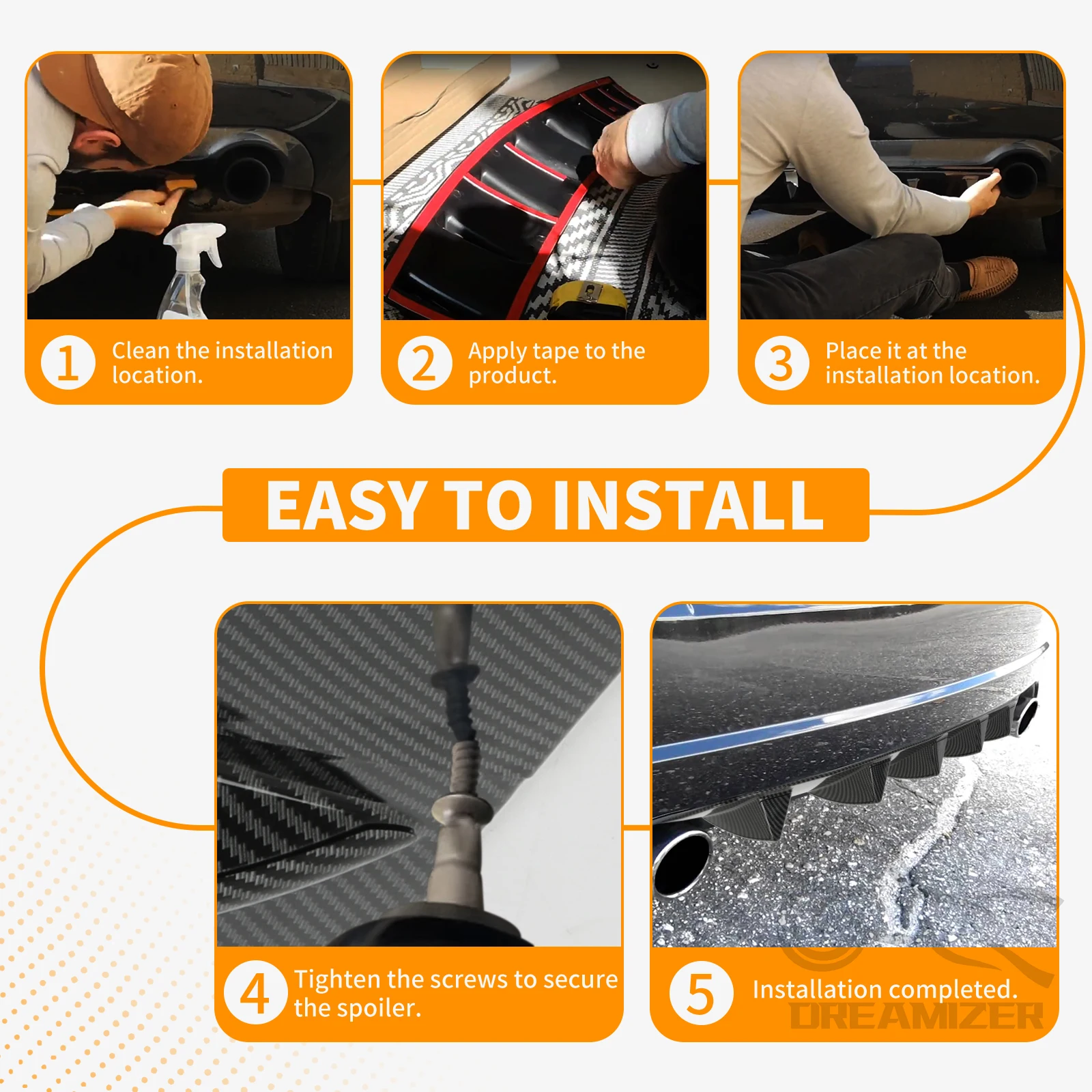 Aletas de tiburón difusoras traseras universales de carbono, negro, azul y rojo, 3 colores para Honda, Ford, Chevrolet Cruze - imagen 5