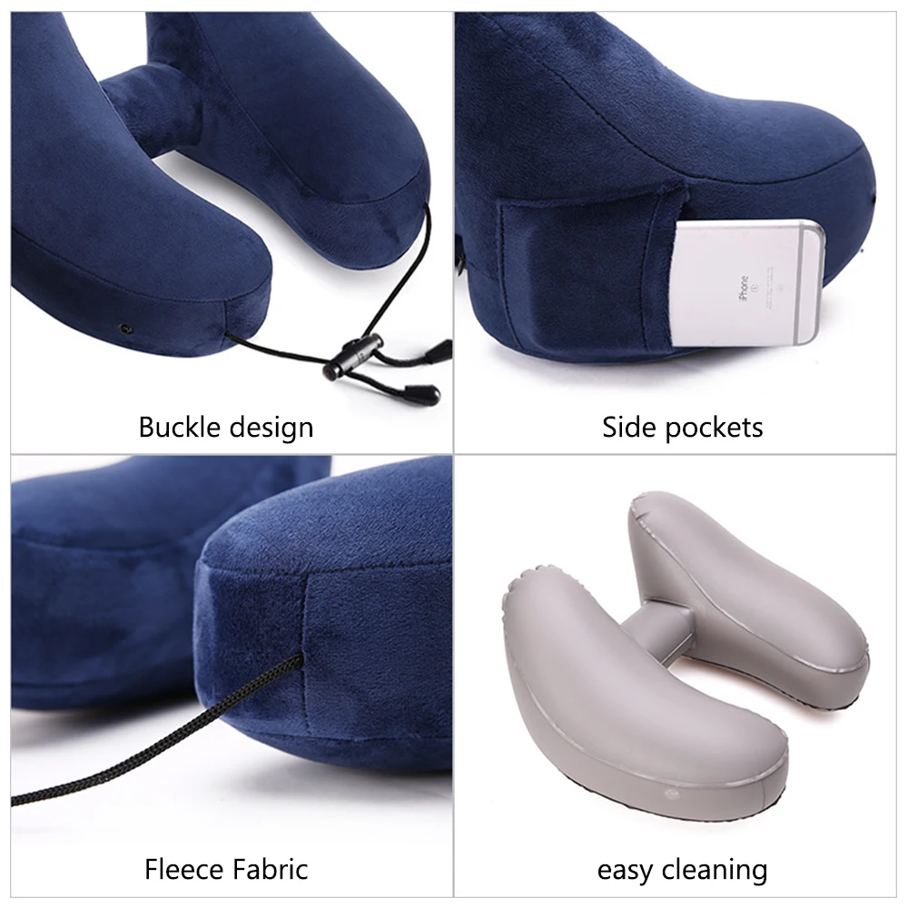 Almohada cervical inflable de viaje con capucha para coche - imagen 2