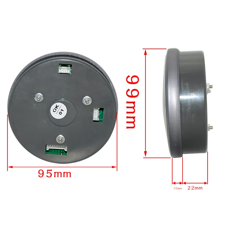 Tacómetro 95 mm 0-10.000 rpm con LED tricolor y luz de cambio 12 V - imagen 3