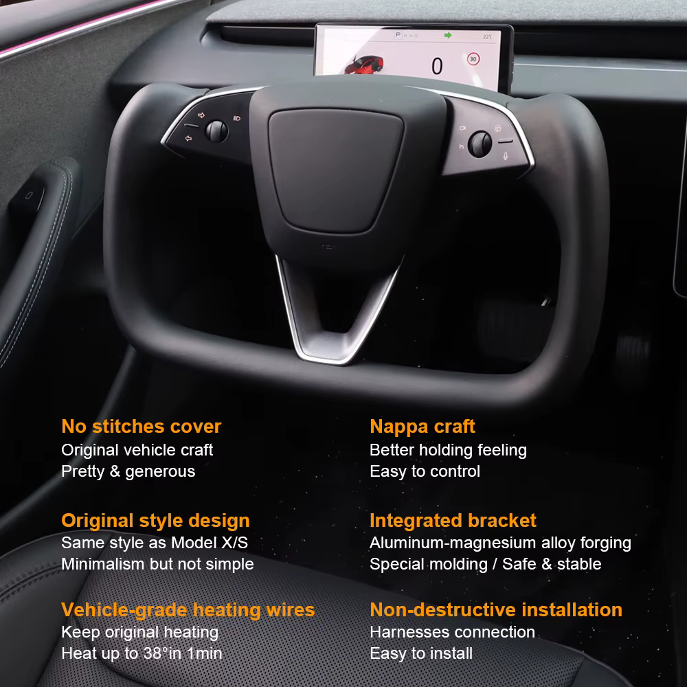 Volante yugo 377mm personalizado para Tesla Model 3 Highland - imagen 4