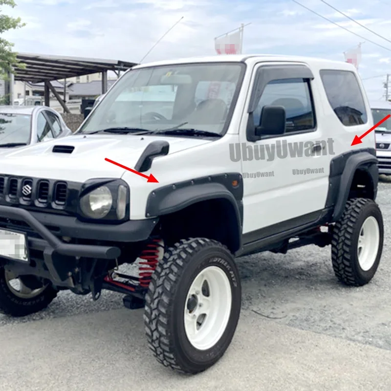 4 Uds estilo de coche rueda negra mate ceja arco redondo guardabarros guardabarros protectores contra salpicaduras para Suzuki jimny 2007-2017 - imagen 3
