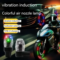Luz LED rueda moto recargable USB con tapa válvula neumática