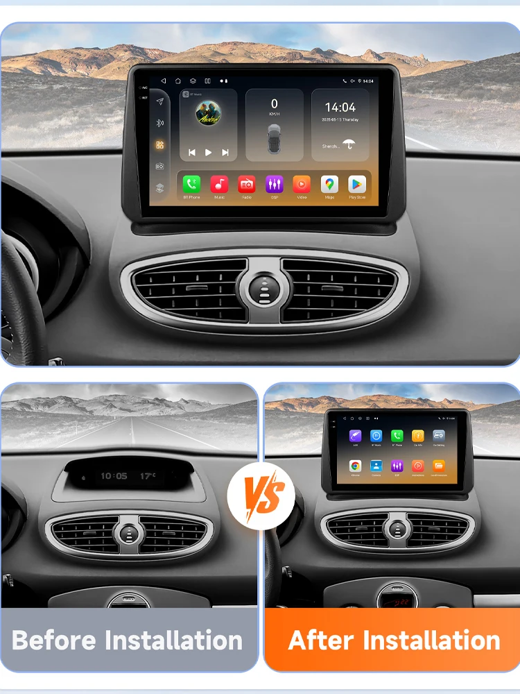 Radio multimedia Android 13 con GPS y CarPlay para Renault Clio III - imagen 2