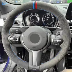 Funda de volante BMW M Sport de ante con franjas rojas y azules