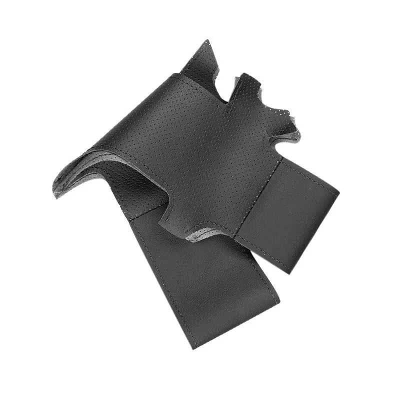Funda trenzada de volante cuero negro cosida a mano Kia Carnival II - imagen 2