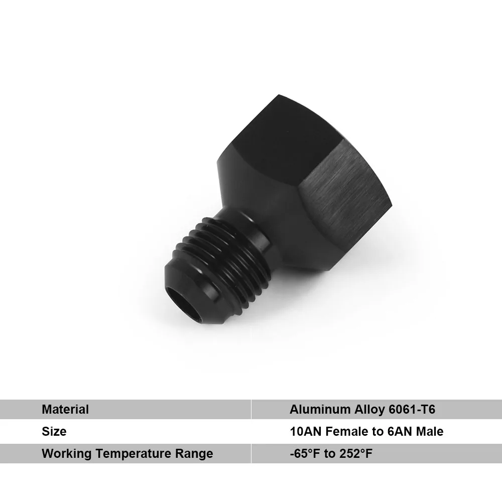 Adaptador reductor aluminio AN6 a AN10 y 10AN a 6AN negro - imagen 2