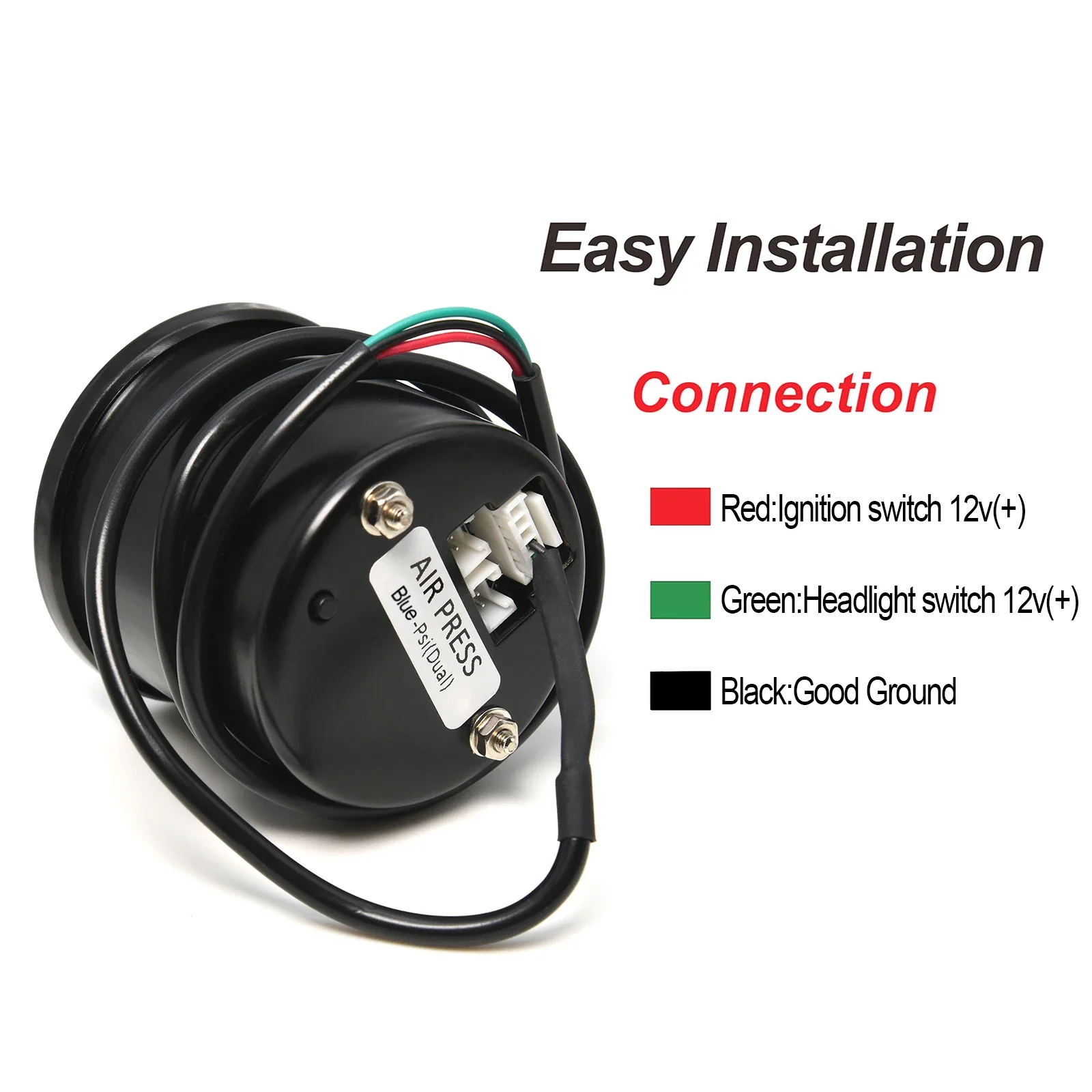 Manómetro presión aire LED rojo/azul suspensión neumática con sensor - imagen 3