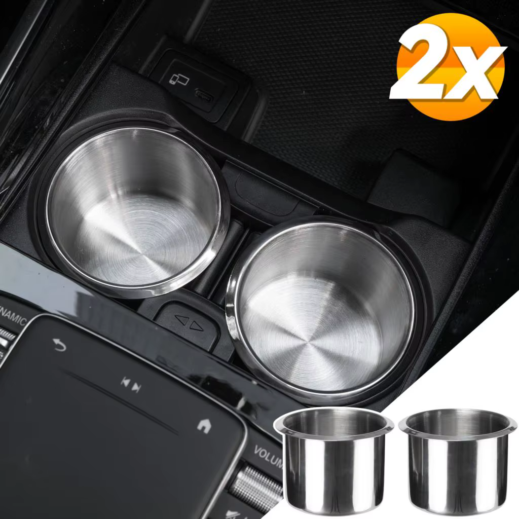 Portavasos de acero inoxidable para coche, camión y caravana – juego de 2 unidades