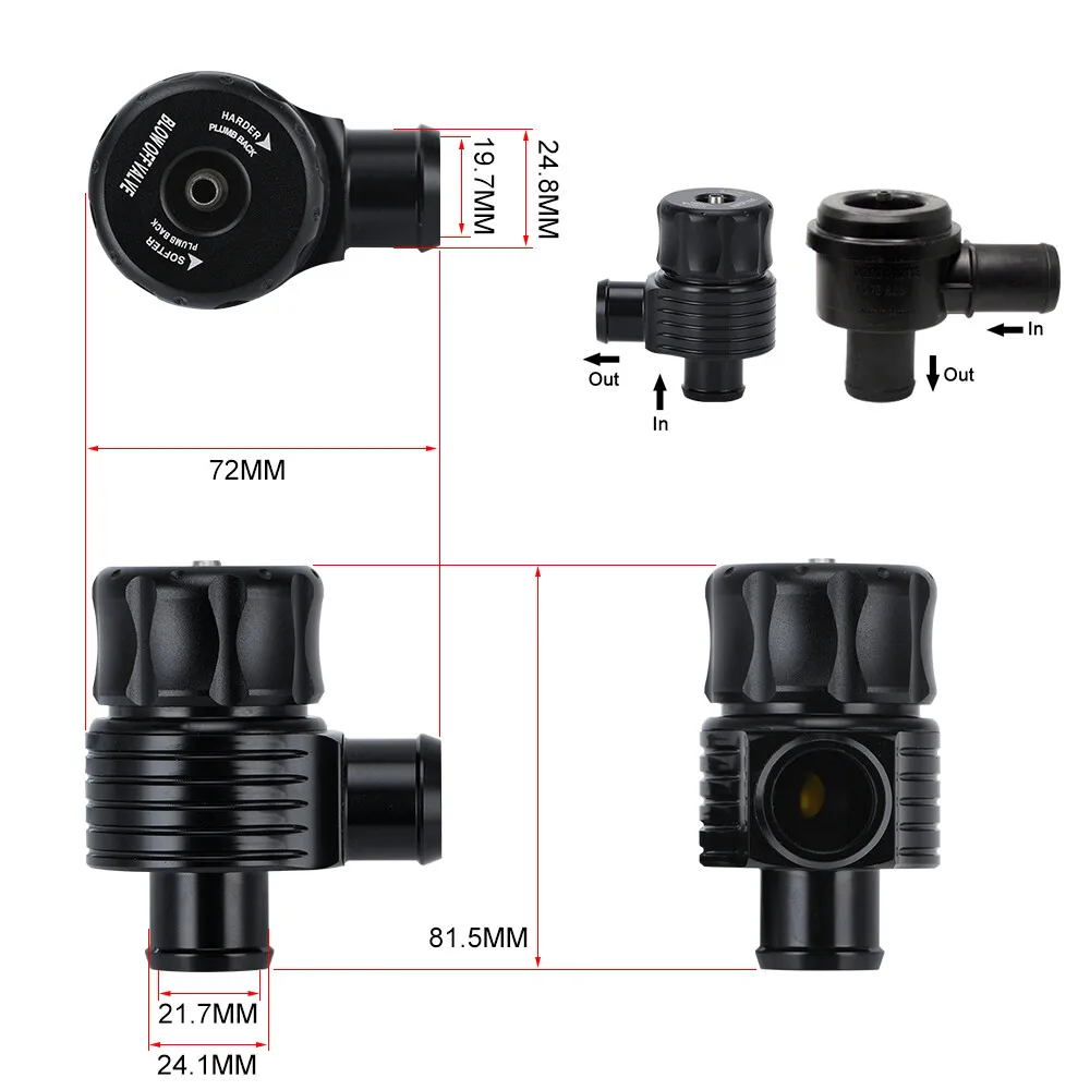 Válvula de descarga diésel Universal Turbo de aluminio, 25mm, válvula de descarga diésel, Kits BOV diésel para AUDI A3 S3 A4 A6 A8 S4 TT 1,8 TURBO - imagen 5