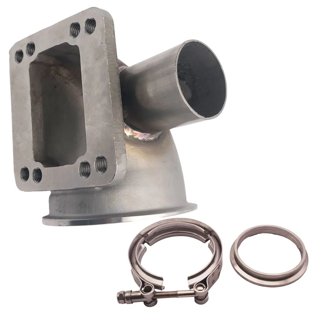 Adaptador de brida de codo de 90 grados, banda V de 2,5 ", 63mm, tubo WG fundido para T3 T4 Turbo - imagen 3