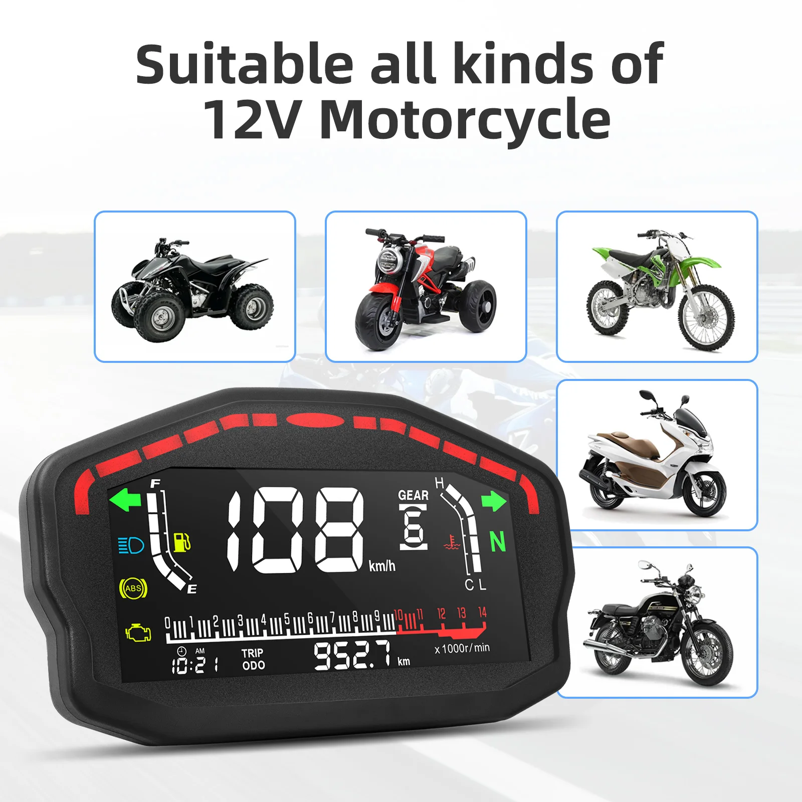 Velocímetro digital universal para moto Honda, Ducati y Kawasaki - imagen 2