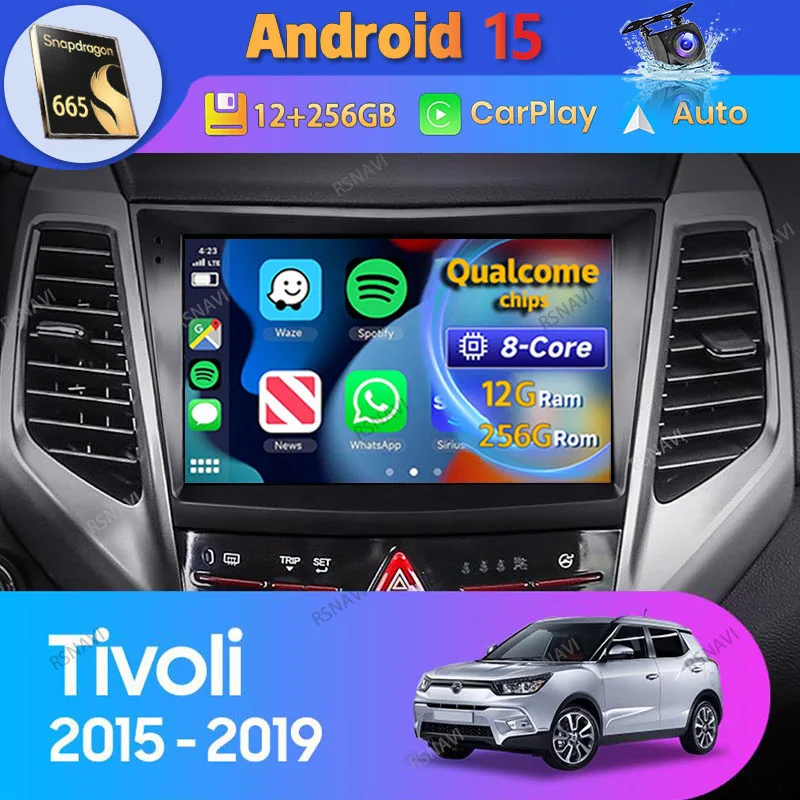 Radio Android 2 DIN con GPS y cámara panorámica para SsangYong Tivoli