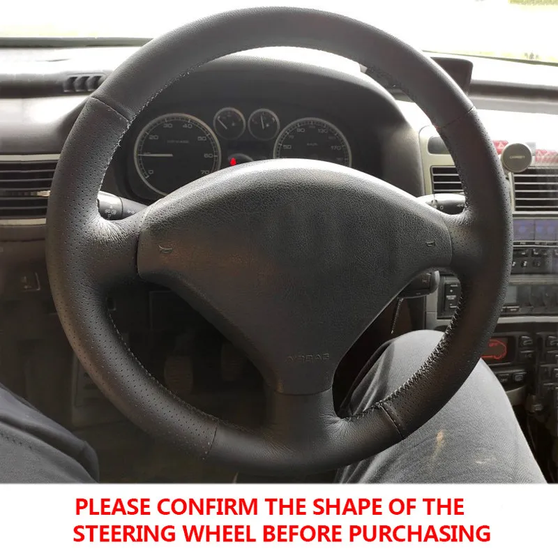 Funda de volante de microfibra perforada negra y roja para Peugeot 307 - imagen 5