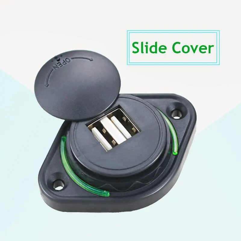 Cargador USB coche 12V-24V impermeable doble puerto con LED - imagen 3