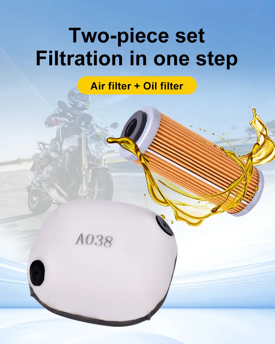 Kit de filtros de aceite y aire para motocicleta