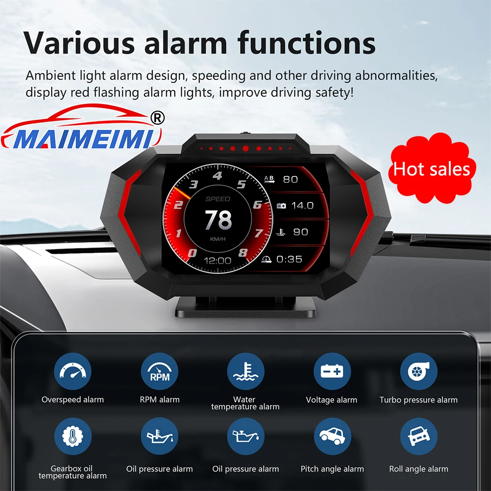 Pantalla P24 HUD OBD2 temperatura aceite agua turbo e inclinómetro - imagen 2